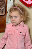 Girls Pink Denim Pearl Snap