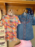 Girls Horse Print Short Sleeve
