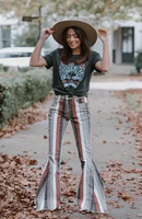 Burgundy/Gray Multi Stripe Bellbottoms