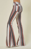 Burgundy/Gray Multi Stripe Bellbottoms