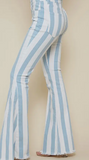 Striped Bellbottoms - Light Blue