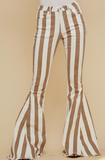 Striped Bellbottoms - Taupe