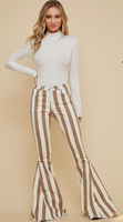 Striped Bellbottoms - Taupe