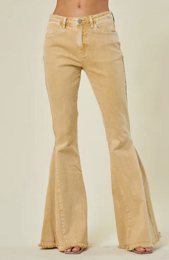 Acid wash Bellbottoms-Sand