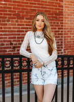 Lariat Lace L/S Mesh Top * Cloud