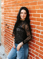 Lariat Lace L/S Mesh Top * Midnight