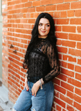 Lariat Lace L/S Mesh Top * Midnight