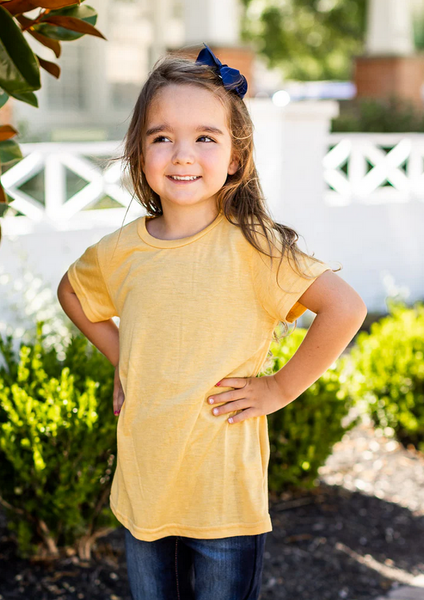 Girls Mustard Color Crew Neck