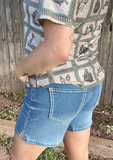 Stitched Denim Shorts- Long