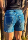 Stitched Denim Shorts- Long