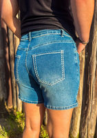 Stitched Denim Shorts- Long