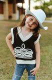 Girls Brown Boot Stitch