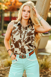 Cowhide Print Denim Shirt