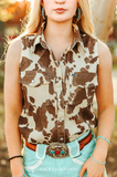Cowhide Print Denim Shirt