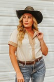 Ivory Two-Tone Button Down Shirt
