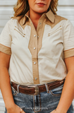 Ivory Two-Tone Button Down Shirt