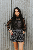 Lariat Lace L/S Mesh Top * Midnight