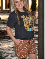 Bandana Babe Brown Shorts