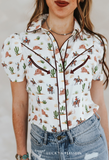 Retro Cream Desert Print Shirt