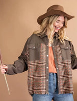 Brown Twead Combo Jacket