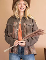 Brown Twead Combo Jacket