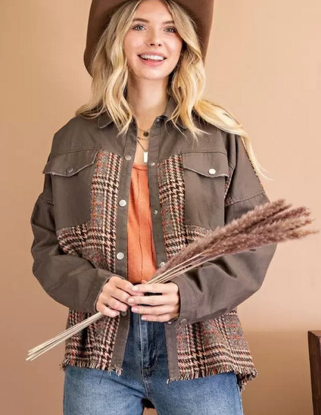 Brown Twead Combo Jacket