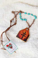 Cross Ear Tag Necklace