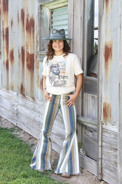 Simone Stripe Bell Bottoms Jeans