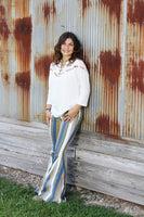 Simone Stripe Bell Bottoms Jeans