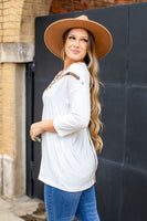 Ivory Cowhide Lace up Top