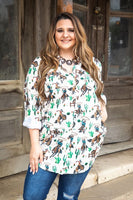 Vintage print Beige Cowboy shirt