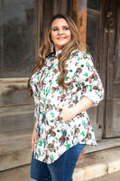 Vintage print Beige Cowboy shirt