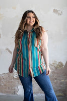 Teal Serape Top